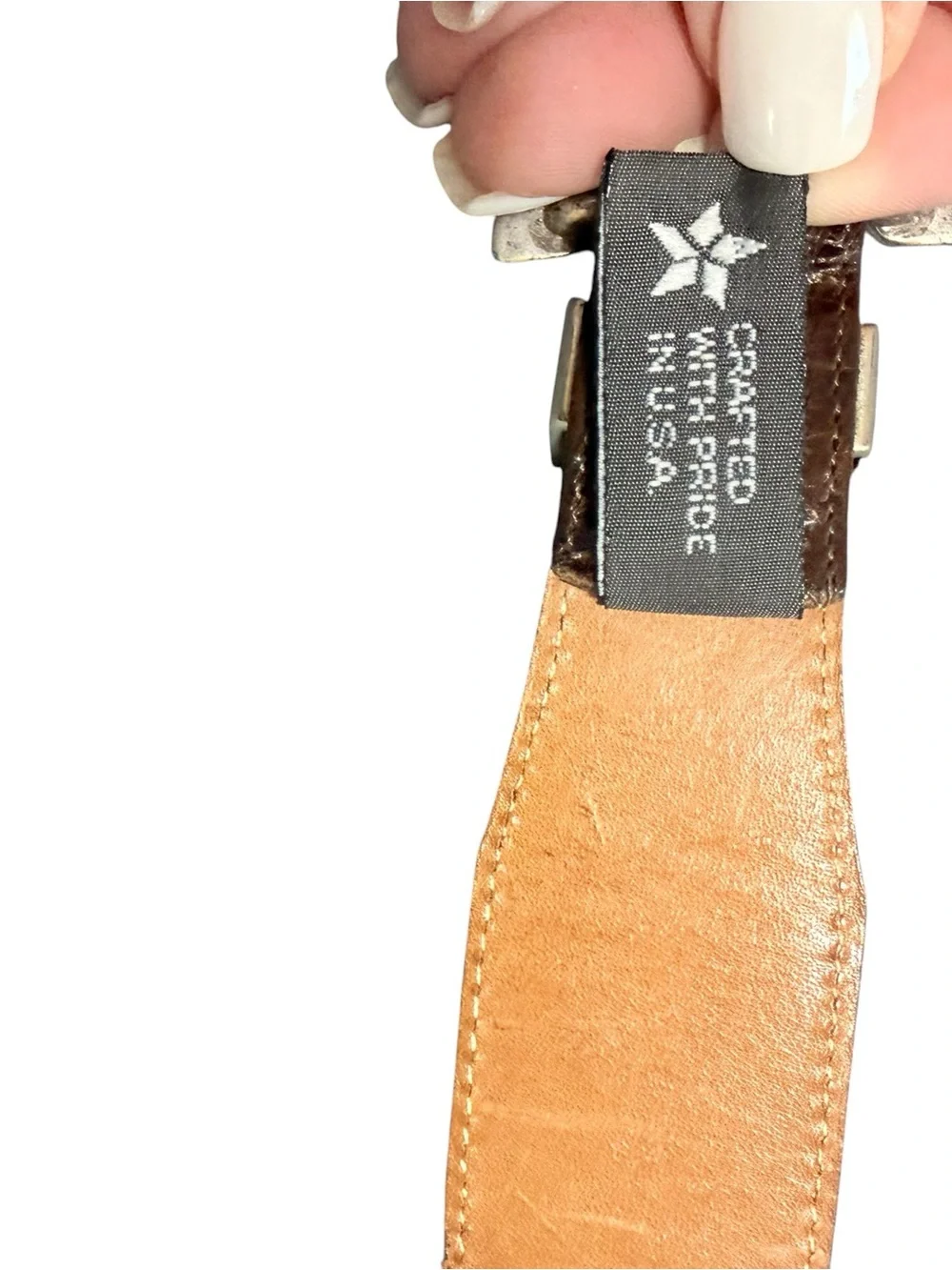 Brighton Vintage 1993 Brown Embossed Leather Western Concho Belt Made in USA M